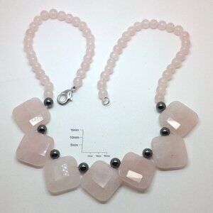 Rose Quartz and Hematite Beads Necklace